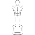 Boxing dummy mannequin, fight sports dummy sketch drawing, contour lines drawn without face