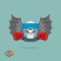 Boxing emblem, Skull in a boxing helmet with gloves, with wings