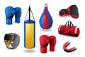 Boxing equipment set isolated, sport fight, MMA concept