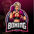 Boxing esport logo mascot design Royalty Free Stock Photo