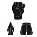 Boxing extreme sports black icons in set collection for design. Boxer and attributes vector symbol stock web Royalty Free Stock Photo