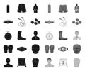 Boxing extreme sports black.mono icons in set collection for design. Boxer and attributes vector symbol stock web