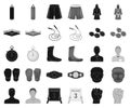 Boxing extreme sports black,monochrome icons in set collection for design. Boxer and attributes vector symbol stock web