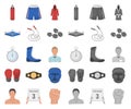 Boxing extreme sports cartoon,mono icons in set collection for design. Boxer and attributes vector symbol stock web