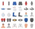 Boxing extreme sports cartoon,monochrom icons in set collection for design. Boxer and attributes vector symbol stock web