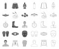 Boxing extreme sports mono,outline icons in set collection for design. Boxer and attributes vector symbol stock web