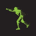 Boxing fighter, grunge style isolated vector silhouette