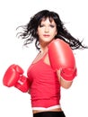 Boxing fighter woman turn back Royalty Free Stock Photo