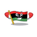 Boxing flag libya mascot shaped on character