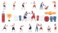 Boxing Flat Icons Set