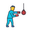 Boxing flat line illustration, concept vector isolated icon