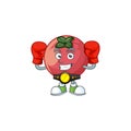 Boxing fresh velvet apple in cartoon mascot