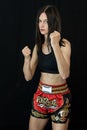 Boxing girl ready for a fight Royalty Free Stock Photo