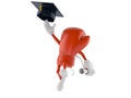 Boxing glove character throwing mortar board