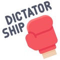 Boxing glove with dictatorship text icon, Protest related vector