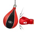 Boxing glove hits punching bag vector illustration isolated Royalty Free Stock Photo