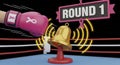 Boxing Glove Hitting Bell Round One Royalty Free Stock Photo