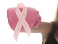 A boxing glove Make Pink Ribbon for Breast Cancer