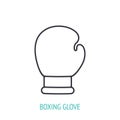 Boxing glove outline icon. Vector illustration. Sports equipment. Inventory for boxing. Fight training symbol.
