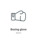 Boxing glove outline vector icon. Thin line black boxing glove icon, flat vector simple element illustration from editable sports Royalty Free Stock Photo