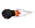 Boxing glove rocket. Sport Air bomb. Fighting rocket. flaming pu Royalty Free Stock Photo