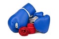 Boxing Gloves blue and red elastic bandage Royalty Free Stock Photo