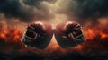 Boxing Gloves Clashing with Explosive Force Royalty Free Stock Photo