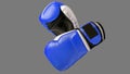 Boxing gloves close-up on an isolated gray background. Blue boxing gloves Royalty Free Stock Photo