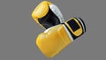 Boxing gloves close-up on an isolated gray background. Yellow boxing gloves Royalty Free Stock Photo