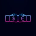 Boxing gloves dollar and euro nolan icon. Simple thin line, outline vector of trade wars icons for ui and ux, website or mobile Royalty Free Stock Photo
