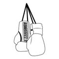 Boxing gloves hanging icon, flat design Royalty Free Stock Photo