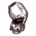 Boxing gloves hitting sketch isolated. Sporting equipment for boxing in hand drawn style Royalty Free Stock Photo