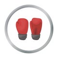 Boxing gloves icon in cartoon style isolated on white background. Boxing symbol stock vector illustration. Royalty Free Stock Photo