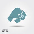 Boxing gloves icon in flat style with shadow Royalty Free Stock Photo