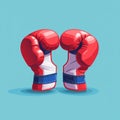 Cartoon Realism: Vibrant Red Boxing Gloves On Blue Background Royalty Free Stock Photo