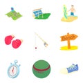 Boxing gloves icons set, cartoon style Royalty Free Stock Photo