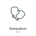 Boxing gloves outline vector icon. Thin line black boxing gloves icon, flat vector simple element illustration from editable sport Royalty Free Stock Photo