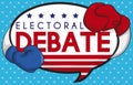 Boxing Gloves over Speech Bubble Ready for the Presidential Debate, Vector Illustration