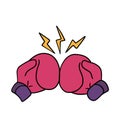 Boxing gloves punch cartoon art, sticker template