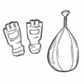 Boxing gloves punching bag graphic black white sketch isolated illustration vector Royalty Free Stock Photo