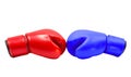 Boxing gloves Red and Blue hitting together isolated on white background with clipping path Royalty Free Stock Photo