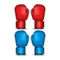 Boxing gloves set 3d realistic vector illustration isolated on white background, sports equipment for boxing, two pairs of red and Royalty Free Stock Photo