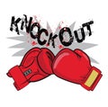Boxing Gloves And Text Knock Out. Boxing Emblem Label Badge T-Shirt Design Boxing Fight Theme. Royalty Free Stock Photo