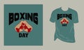 Boxing day shirt design, 26 December, boxing gloves, typography vintage template simple vector t shirt design