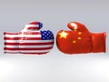 Boxing gloves with Usa and China flag Royalty Free Stock Photo