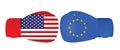 Boxing gloves with USA and EU flags. trade war Royalty Free Stock Photo