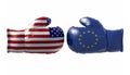 Boxing gloves with Usa and Euro flag Royalty Free Stock Photo