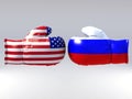 Boxing gloves with Usa and Russia flag Royalty Free Stock Photo