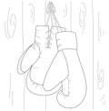 Boxing gloves vector illustration. ÃÂ¡ontour boxing gloves hanging. icon Sports, feelings design concept. boxing gloves hanging. Royalty Free Stock Photo