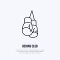 Boxing gloves vector line icon. Box club logo, equipment sign. Sport competition illustration